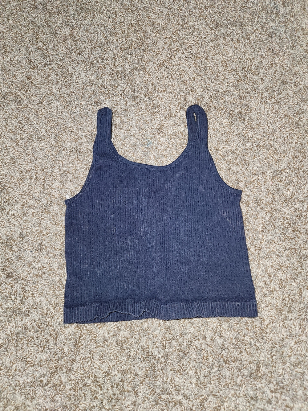 Aeropostale Navy Stone Washed Ribbed Scoop Tank Top - Women
